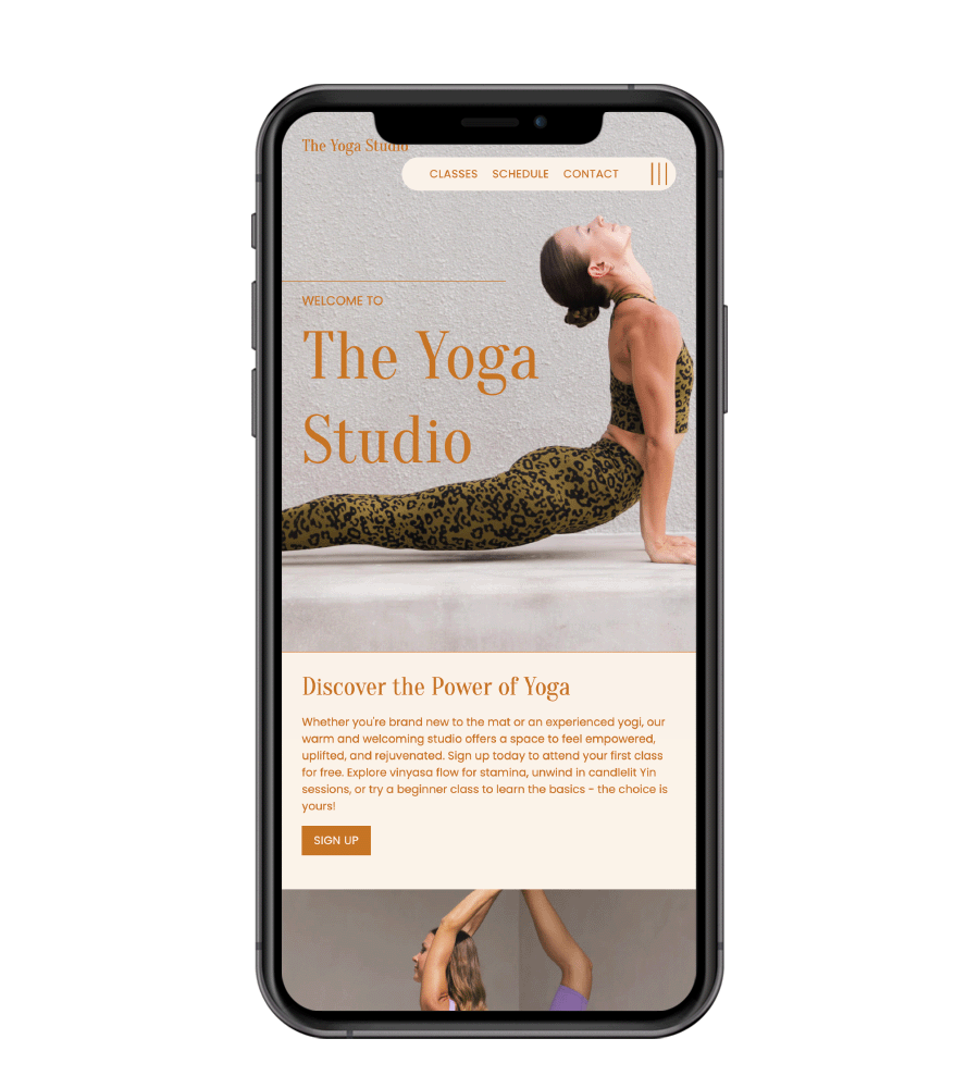 Yoga Studio Mobile Page